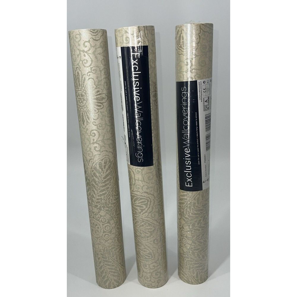 Kenneth James 301-66951 Tribe Modern Floral Scroll Wallpaper, Sage Total 156sq F